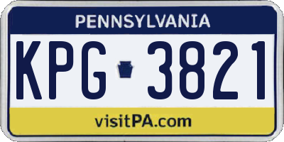 PA license plate KPG3821