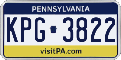 PA license plate KPG3822