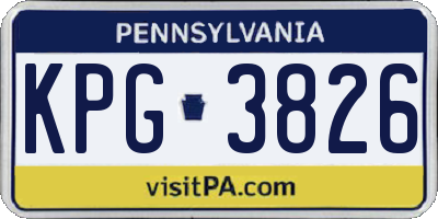 PA license plate KPG3826
