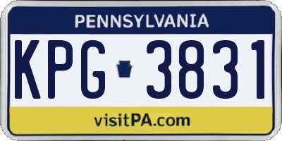 PA license plate KPG3831