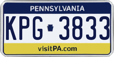 PA license plate KPG3833