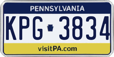 PA license plate KPG3834