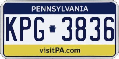 PA license plate KPG3836