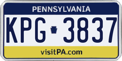 PA license plate KPG3837
