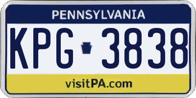 PA license plate KPG3838