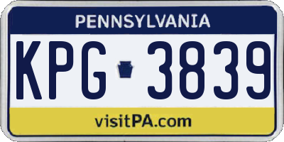 PA license plate KPG3839