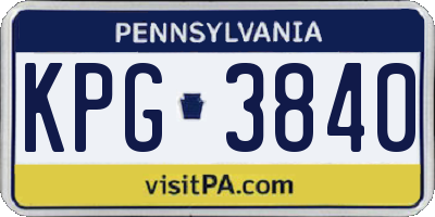 PA license plate KPG3840