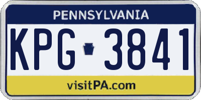 PA license plate KPG3841