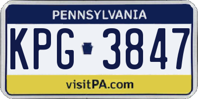 PA license plate KPG3847