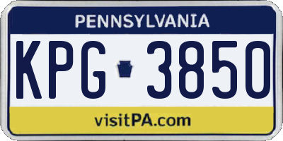 PA license plate KPG3850