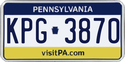 PA license plate KPG3870