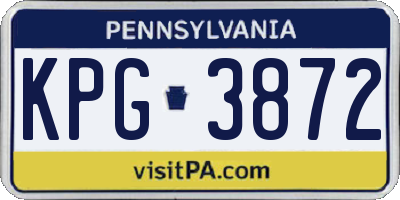 PA license plate KPG3872