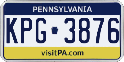 PA license plate KPG3876