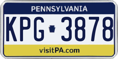 PA license plate KPG3878