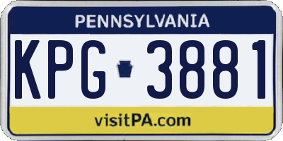 PA license plate KPG3881