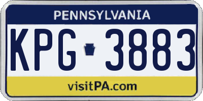 PA license plate KPG3883