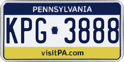 PA license plate KPG3888
