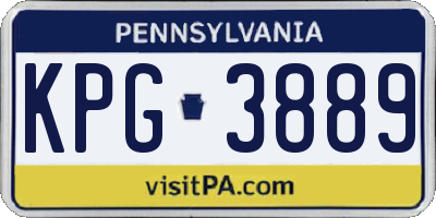 PA license plate KPG3889
