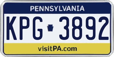 PA license plate KPG3892