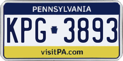 PA license plate KPG3893