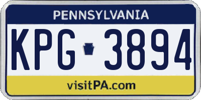 PA license plate KPG3894