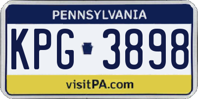 PA license plate KPG3898