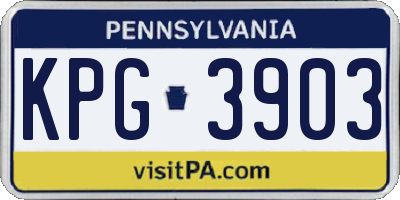 PA license plate KPG3903