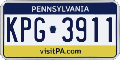 PA license plate KPG3911