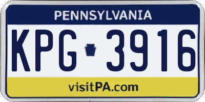 PA license plate KPG3916