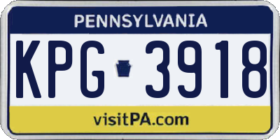 PA license plate KPG3918