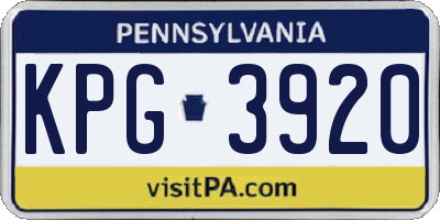 PA license plate KPG3920