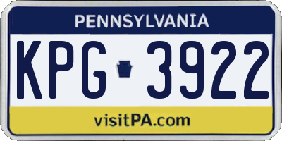 PA license plate KPG3922