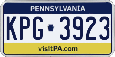 PA license plate KPG3923