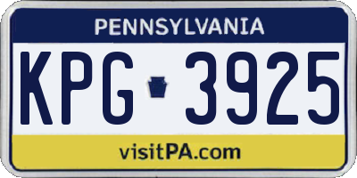 PA license plate KPG3925