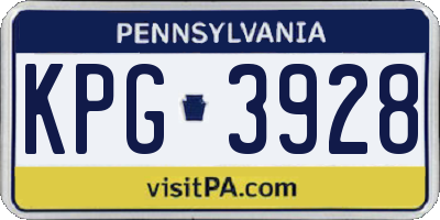 PA license plate KPG3928