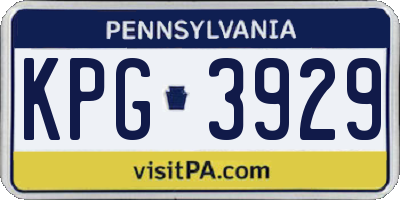 PA license plate KPG3929