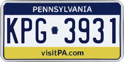 PA license plate KPG3931