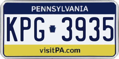 PA license plate KPG3935