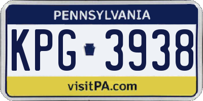 PA license plate KPG3938
