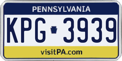 PA license plate KPG3939