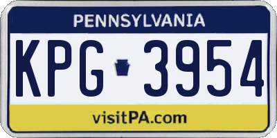 PA license plate KPG3954