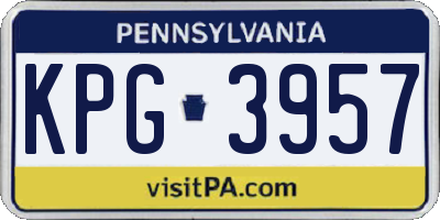 PA license plate KPG3957