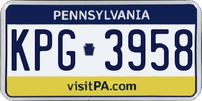 PA license plate KPG3958