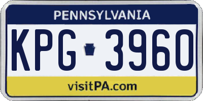 PA license plate KPG3960