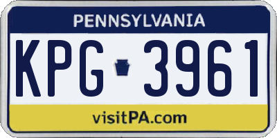 PA license plate KPG3961