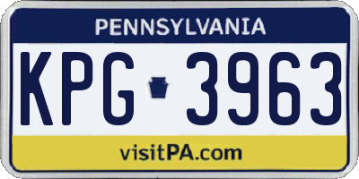 PA license plate KPG3963