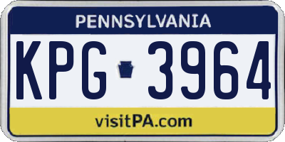 PA license plate KPG3964