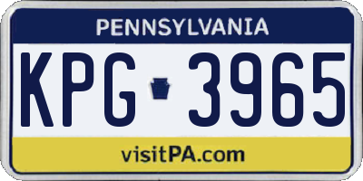 PA license plate KPG3965