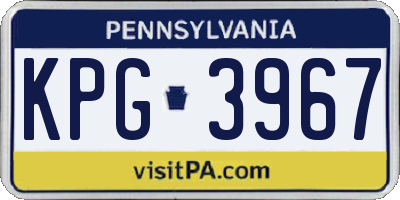PA license plate KPG3967