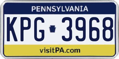PA license plate KPG3968